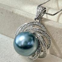 Vintage Luxury Tahitian Platinum Gray Black Pearl Pearl Pendant Bead Pendant Niche Positive Round Strong Light gray