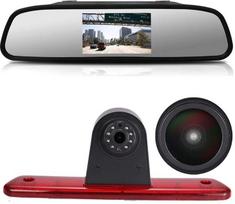 18 mm objektyvas Automobilio stogo stabdžių žibintų atbulinės eigos kamera Spalvota stovėjimo kameros atbulinės eigos kamera + 4,3 colių LCD galinio vaizdo veidrodėlis Peugeot Expert 2007-2016/Fiat Scudo 2007-2016/Citroen Jumpy 2007-2016