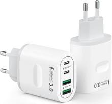 2 pakuotės USB C kištukas, 4 prievadų USB įkroviklis, daugkartinis maitinimo šaltinis, daugkartinis kištukas, 60 W maitinimo adapteris PD 3.0, greitasis įkroviklis, USBC maitinimo šaltinis, skirtas iPhone 16 15 14 14 13 12 11 Pro Max, iPad, Samsung, mobil
