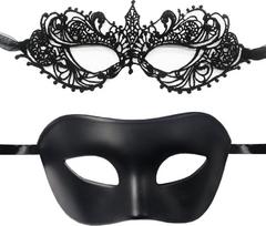 2 vnt. kaukių - poros venecijietiškų kaukių rinkinys, seksuali nėrinių akių kaukė moterims, matinė klasikinė kaukė vyrams - "Mardi Gras", "Prom", kostiumas, išgalvotų suknelių vakarėlių aksesuarai