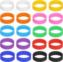 20 vienetų silikoninės guminės juostos 20x7mm guminės juostos Kabelių ryšiai Stiprios elastinės juostos, skirtos laidų pakavimo maišui Raudona / oranžinė / geltona / žalia / tamsiai mėlyna / mėlyna / violetinė / juoda / balta / rožinė