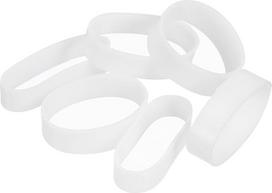 200 vienetų silikoninės guminės juostos 5 mm x 15,5 mm guminės juostos žiedai kabelių kaklaraiščiai Stiprios elastinės juostos neslystančios laidų pakavimo maišelyje baltos spalvos