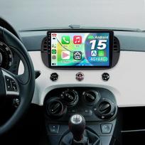 2007-2015 m. "Fiat 500" automobilinis radijas, 4+64GB 9 colių jutiklinis ekranas su "Apple CarPlay" ir "Android Car", palydovinė navigacija, valdymas balsu, "Bluetooth 5.4", "WiFi 6.0", "Android 15" sistema ir USB (juodas/4+64GB)