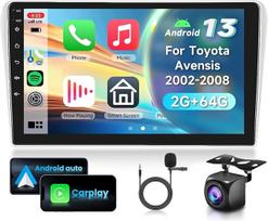 2G ir 64G VECHTEL 9 colių automobilinis radijas "Toyota Avensis T25" 2002-2008 m. su "Carplay" "Android" belaidžiu automobiliu, "Android 15", jutikliniu ekranu "Bluetooth" HiFi/RDS/FM radijas, "WiFi Navi/AHD atbulinės eigos kamera