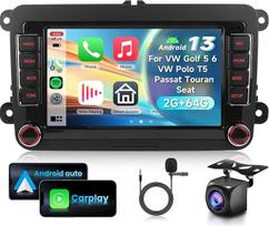 2G ir 64G 7 colių automobilinis radijas VW Golf 5 6 VW Polo T5 Passat Touran Seat su Carplay Android Car, Android 15, jutiklinis ekranas Bluetooth RDS/FM radijas, WiFi Navi/AHD atbulinės eigos kamera/CANBUS