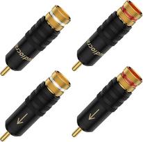 4 aukštos klasės RCA kištukų pakuotė, RCA jungtys be lydmetalio, paauksuotas garsiakalbio Phono RCA vyriškas adapteris, skirtas koaksialiniam kabeliui, daugialypės terpės ir CCTV vyriškam iki 10,0 mm kabeliui