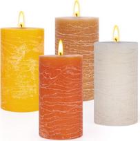 4 kaimiškų stulpinių žvakių rinkinys, 10 x 5 cm kvepiančių žvakių dovanų rinkinys, ilgas degimo laikas - 120 valandų, stalo žvakės, žvakių dekoracijos stalui puošti, Kalėdoms ir šventėms