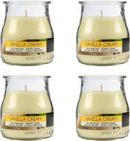 4 kvapiųjų žvakių rinkinys Vanilla Cream Kvapiosios žvakės Vanilla Cream stiklinėje 24 valandas degančios