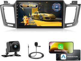 4+64G Android automobilinis radijas "Toyota RAV4" 2013 2014 2015 2015 2016 2016 2017 2018 2019 su belaidžiu "Carplay" ir "Android Car", 10,1 colio IPS jutiklinio ekrano radijas su "Bluetooth 5.0"/GPS/ galinio vaizdo kamera/FM/WiFi/SWC