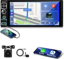 4+64G Motorsi 1 DIN automobilinis radijas su belaidžiu "A-pple CarPlay"/"Android" automobiliu, 6,9 colių IPS ekrano jutiklinis ekranas su "Bluetooth/SWC/FM/RDS/DSP/WiFi/USB radijo imtuvu + nuotolinio valdymo pultas + galinė kamera