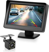 4,3 colio 1080P atbulinės eigos kamera su monitoriumi Automobilio atbulinės eigos kamera Parkavimo pagalba Galinė kamera su kabeliu su TFT LCD monitoriumi ir cigarečių žiebtuvėlio jungikliu Transporteriui Sunkvežimiui SUV IP68 atsparus vandeniui