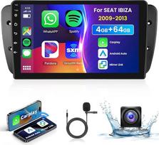 4G 64G podofo 9 colių automobilinis radijo imtuvas su "Bluetooth", skirtas Seat Ibiza 2009-2013 m. Carplay Android automobilinis belaidis, WiFi GPS navigacija HiFi/RDS/FM DSP, 1280 x 720, Android 13 Radijas 2 DIN su AHD atbulinės eigos kamera