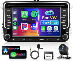 4G&64G DAB/DAB+ VECHTEL 7" Autoradio für VW Golf 5 6 Polo Passat Skoda Touran Tiguan Seat Carplay Android Auto,DSP EQ,WiFi GPS Navi,Mirror Link,RDS/FM Radio 2 Din mit AHD Rückfahrkamera