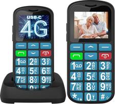 4G senjorų mobilusis telefonas be sutarties Didelis mygtukas Mobilusis telefonas su dideliais mygtukais Įkrovimo stotelė Avarinis mygtukas Žibintuvėlis Žadintuvas 1000 mAh baterija 1,77 colio ekranas Mėlyna