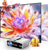 4K automatinio fokusavimo projektorius Dienos šviesos UHD filmų žaidimų projektorius LED išmanusis vaizdo projektorius "Wi-Fi" "Bluetooth" NFC Lauko namų kinas 4K HDR HDMI programos "Android" OS Lubų ryškumas 2300 ANSI liumenų Gimtoji 1080P