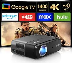4K projektorius "Google TV" Ultra HD išmanusis projektorius 4K namų kino projektorius su HDMI ARC HDR10+1400 ANSI LED vaizdo nešiojamasis projektorius su NFC DD+ automatinio fokusavimo funkcija "Bluetooth" 5.4