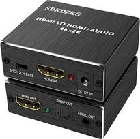 4K x 2K HDMI garso išvesties dalytuvas, HDMI ir optinio TOSLINK SPDIF garso keitiklio adapteris su 3,5 mm stereofoninio garso dalytuvo adapteriu, juodas SDK-A78