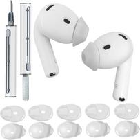 5 poros silikoninių ausų kištukų "AirPods 4", neslystantys ausų kištukai su "AirPods 4" valymo rašikliu (skaidrūs)