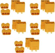 5 poros XT90 banano kištuko vyriškos ir moteriškos jungties adapterių su 4 x 10 cm susitraukiančiais vamzdeliais