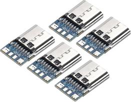 5 x USB 3.1 Typ C Stecker 24 Pins Buchse Buchse Stecker mit PCB Board zum Laden, Datenübertragung