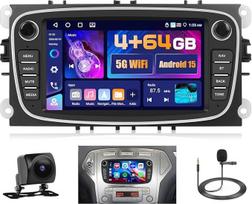 5G WiFi 4 + 64G Android automobilinis radijas "Ford Focus S-Max Mondeo Galaxy C-Max Kuga" belaidis Carplay Android automobilis, 7 colių ekrano automobilinis radijas su navigacija Bluetooth 5.0 FM/RDS SWC atbulinės eigos kamera