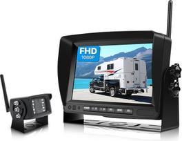 7 colių LCD belaidis skaitmeninės atbulinės eigos skaitmeninės kameros rinkinys, 1080P FHD 170° itin plataus matymo kampo infraraudonųjų spindulių naktinio matymo IP69K vandeniui atsparus, belaidis stovėjimo pagalbos įrenginys sunkvežimiams, priekaboms, p