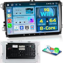 8 branduolių 4+64G Android automobilinis radijas VW Golf Polo Passat Jatta Touran Tiguan T5 Trasporter Seat Belaidis Carplay ir Android automobilis, 9 colių IPS jutiklinis ekranas Radijas Bluetooth 5.0/GPS/atvirkštinė kamera/FM/WiFi/SWC