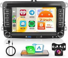 8 branduolių 6+128G Android automobilinis radijas VW Golf 5 6 Passat Polo Tiguan Touran Caddy Skoda Seat Belaidis Carplay 7 colių stereofoninis automobilinis Android automobilinis veidrodis Bluetooth FM/RDS/DSP WiFi GPS SWC atbulinės eigos kamera