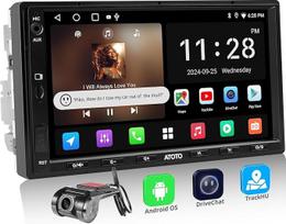 A5L 7 colių "Android" dvigubo DIN radijo imtuvas, belaidis "CarPlay" ir "Android" automobilis, 1280 x 710 IPS jutiklinio ekrano automobilinis radijo imtuvas su 1080P priekine DVR kamera, 24 juostų ekvalaizeris, DSP, "WiFi/BT/USB Tethering", 2G+32G