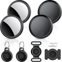 Air Tracker Smart Tag 4 Pack, Schlüsselfinder Kompatibel mit Apple Wo ist? APP (Nur iOS), Bluetooth Key Finder für Gepäck/Taschen/Brieftasche, IP68 Wasserdicht, Austauschbarer Akku, Schwarz