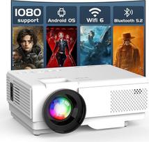 AKATUO Smart Bluetooth Projektor Full HD 1080P Tragbarer Outdoor Filmprojektor für Android, Windows, Kompatibel mit TV Stick/HDMI/Smartphone