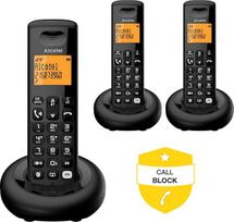 ALCATEL E260 S. Voice Trio - belaidis DECT telefonas su atsakikliu - didelis ekranas su apšvietimu - laisvų rankų įranga - nepageidaujamų skambučių blokavimas - 3 rageliai - juoda