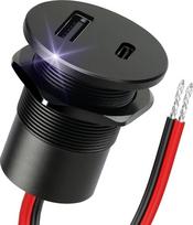 Aliuminio USB C steckdose 12V Auto Wohnmobil Einbau Buchse 12 Volt, USB-C PD3.0 & USB-A QC3.0 für Boot Wohnwagen Camper LKW