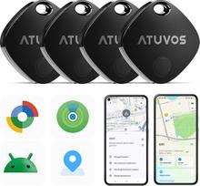 ATUVOS Smart Tag Pro sekimo įrenginys "Android" ir "iOS", 4 vnt., dviejų sistemų raktų ieškiklis, suderinamas su "Google Find My Device" arba "Apple Where? programėle, "Smarttag" raktų ieškiklis bagažui, lagaminui.