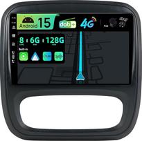 Automobilinis radijas "Renault Trafic 3" / "Opel Vivaro B" (2014-2021) - [Integruotas 4G DAB] 6G+128G "Android 15" radijas - "Carplay" / "Android Car" - kamera + mikrofonas - QLED 9 colių 2 DIN 8 branduolių vairo valdymas