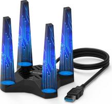 AX1800 USB WLAN atmintinė kompiuteriui, WAVLINK WiFi 6 USB WLAN adapteris kompiuteriui, 1201Mb/s 5GHz + 574Mb/s 2.4G, WPA3 šifravimas, integruota tvarkyklė, juoda, skirta tik Windows 10/11