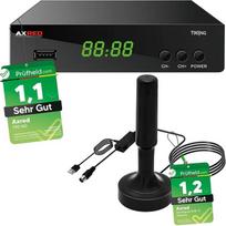 AXRED T90 HD DVBT2 imtuvas + AX Magnes DVB-T/DVB-T2 antena su 30 dBi stiprintuvu, skirta naudoti lauke, su PVR įrašymo funkcija, skirta DVB T2 TV radijo DVBT, DVB T dėžutei