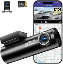 AZDOME Dash Cam Automobilinė priekinė galinė 4K + 1080P, WiFi GPS Dash Cam, automobilinė kamera su 64G SD kortele, ADAS, Super naktinis matymas, WDR, kilpos įrašymas, G jutiklis, automobilių stebėjimo kamera