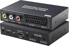 BolAAAZUL Kompozitinis C-VBS+Scart į HDMI vaizdo keitiklis, Kompozitinis CVBS AV įvesties ir HDMI išvesties keitiklis, palaiko 1080P/720P, skirtas PS2 Wii DVD