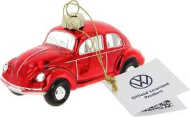 BRISA VW kolekcija - "Volkswagen Beetle" stiklinė kalėdinė dekoracija ir puošmena dovanų dėžutėje (1:40 mastelio, raudona)