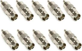 BW® 10 x BNC moteriškos lyties ir RCA Phono vyriškos lyties kištukinis adapteris - CCTV į kompozitinį vaizdo įrašą