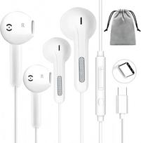 C tipo ausinės su mikrofono kabeliu, skirtos "iPhone 16 17", C tipo ausinės su mikrofono kabeliu, skirtos "iPhone 15 Plus", "Samsung Galaxy S23, S22, S21 FE", "iPad Pro", "Huawei", "Google", 2 vnt.