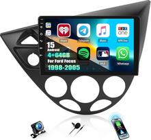 CAMECHO 4+64G 9 colių "Android 13" automobilinis radijas "Ford Focus 1998-2005" (vairuojamas kairiąja ranka) su galinio vaizdo kamera, IPS jutiklinis ekranas "Bluetooth DSP" radijas su belaidžiu "Carplay" "Android" FM/RDS WiFi GPS