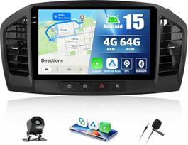 CAMECHO 4+64G Android 15 Autoradio für Opel Insignia 2008-2012 Buick Regal 2009-2013, 9 Zoll Navi Radio mit Bluetooth WiFi Wireless Carplay Android Auto FM RDS 32EQ +Rückfahrkamera