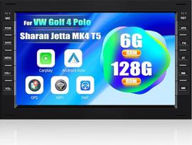 CAMECHO [6GB + 128GB 8Core] Android 15 automobilinis radijas VW Golf 4 Polo Sharan Jetta MK4 T5 Multivan su navigacija, 7 colių dvigubo DIN automobilinis radijas su Carplay Android Car Bluetooth Mirror Link FM/RDS 32EQ