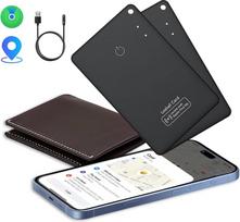 CASCHO Wallet Tracker Karte 2er Pack Ultradünn, Air Smart Tag Geldbörsenfinder Card Kompatibel mit Apple Wo ist? App (tik iOS), Wasserdicht Item Finder für Koffer/Geldbörsen/Schlüssel, Schwarz
