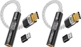 CCZ CM01 USB C auf 3,5 mm Kopfhörer-Adapter, 2 Stück, mit MAX97220 Amp & CX31993 DAC-Chip, Hi-Res 24 Bit/384 kHz, Inline-Steuerung und versilbertes Kabel, kompatibel mit iPhone 15/Pro/Samsung/PS5/PC