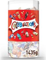 CELEBRATIONS | 1,435 kg | Mini šokolado plytelės | Maltesers, Galaxy, Snickers ir kiti (pakuotė po 1)