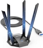 COMFAST WiFi 7 USB WLAN Stick WLAN adapteris 6500Mbit/s trijuose dažnių ruožuose, 4 x didelio stiprumo antenos, OFDMA/MU-MIMO, WPA3 saugumas, su ilginamuoju kabeliu lanksčiai išdėstyti, "Plug & Play", "Windows 10/11