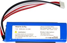 CP-HK06 GSP1029102 01 Go Play atsarginė garsiakalbio baterija, skirta "Harman Kardon Go Play Mini" nešiojamam "Bluetooth" garsiakalbiui (7,4 V 3000 mAh 22,2 Wh)
